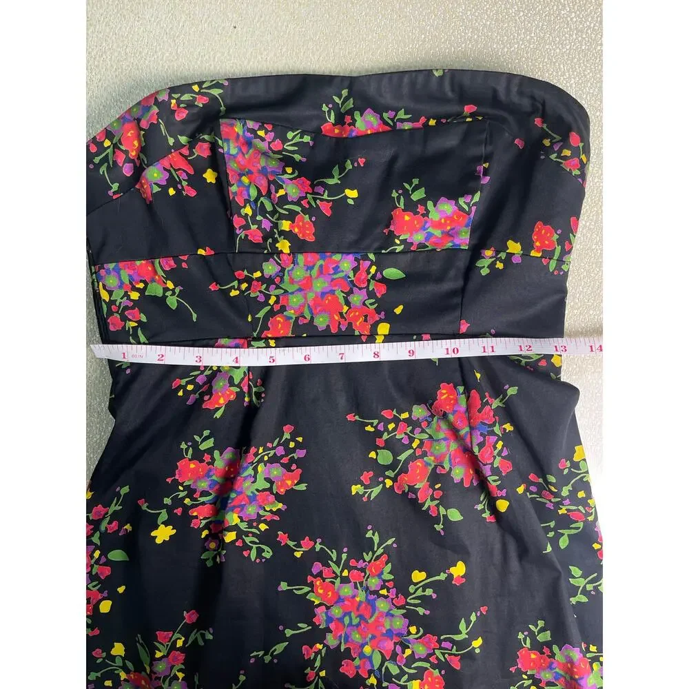 Free People Poison Apple Strapless Floral Mini Dress Black Colorful Print Size 2 - Picture 8 of 10